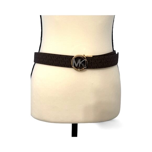Michael by Michael Kors Logo Belt with Two Tone MK Buckle Reversible Monogram S - Picture 7 of 12